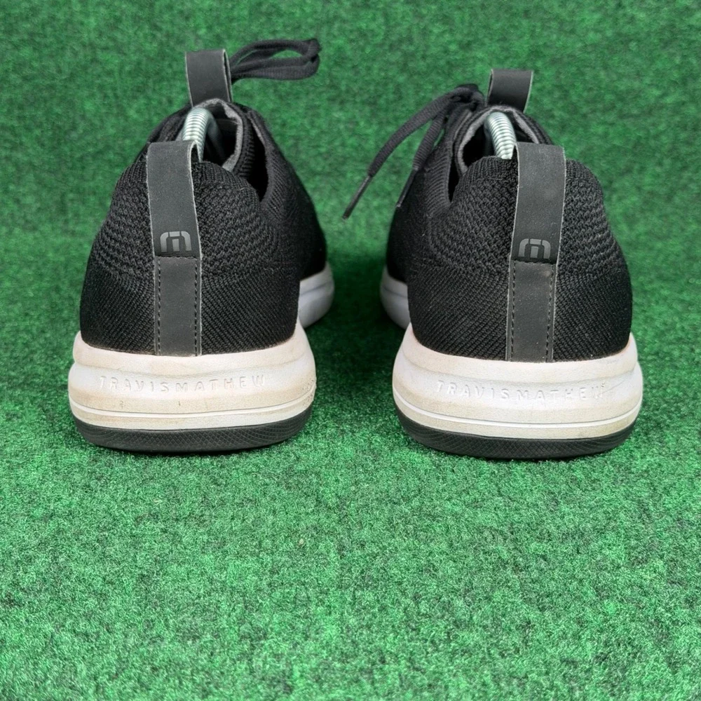 TravisMathew The Daily Knit Sneaker Men 11 Black White Athletic Golf Work Casual